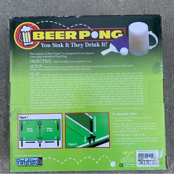 Party Hard Beer Pong Adult Drinking Game Table Top Set *Please Drink Responsibly - Picture 2 of 2